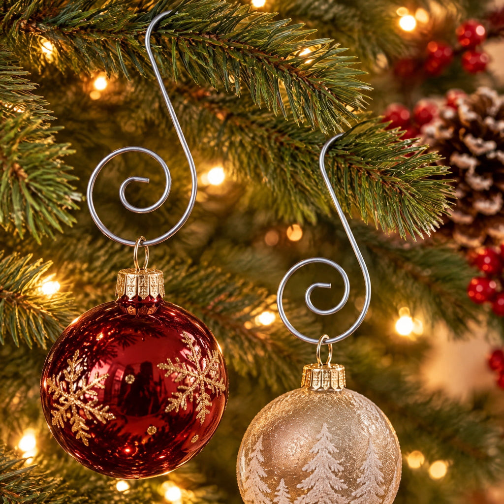 Large Silver Spiral Christmas Ornament Hooks, 2.3", 15 Count, by Holiday Time