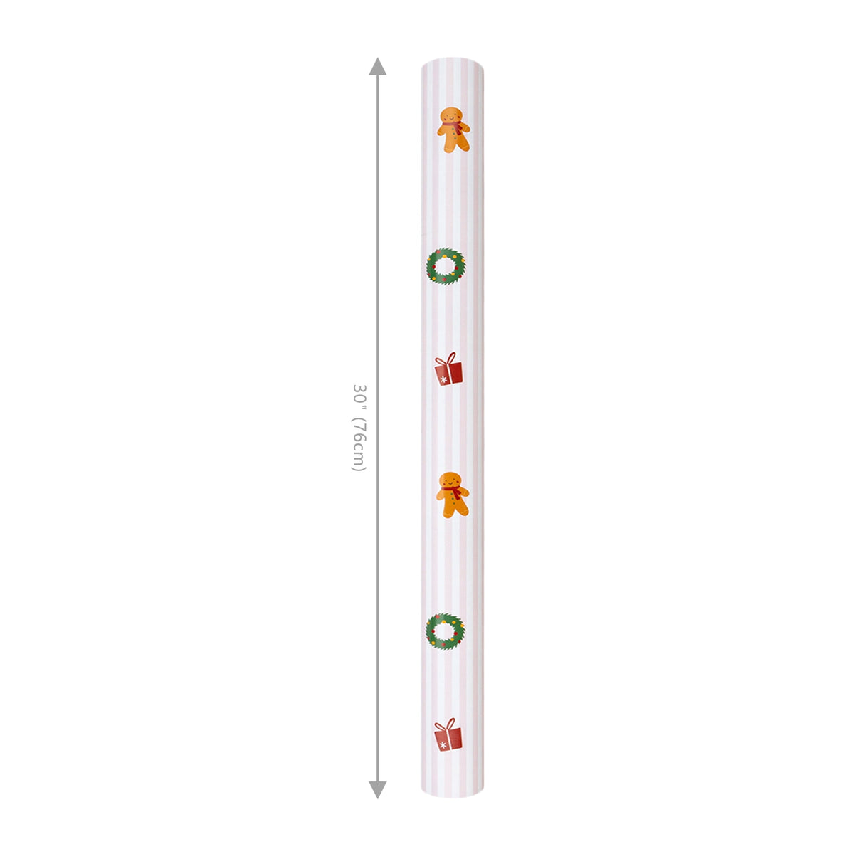 LaRibbons 30" x 33' Christmas Wrapping Paper Jumbo Roll, Christmas Cuties on Stripes and Merry Checks