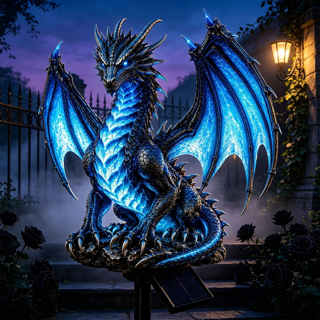 Clearance! Solar Dragon Garden Statue Light, Dragon Solar Light Outdoor Decor, Fantasy Dragon Lamp with LED Glow, Solar Powered Garden Statue for Yard Patio Lawn Pathway Halloween Garden Decor
