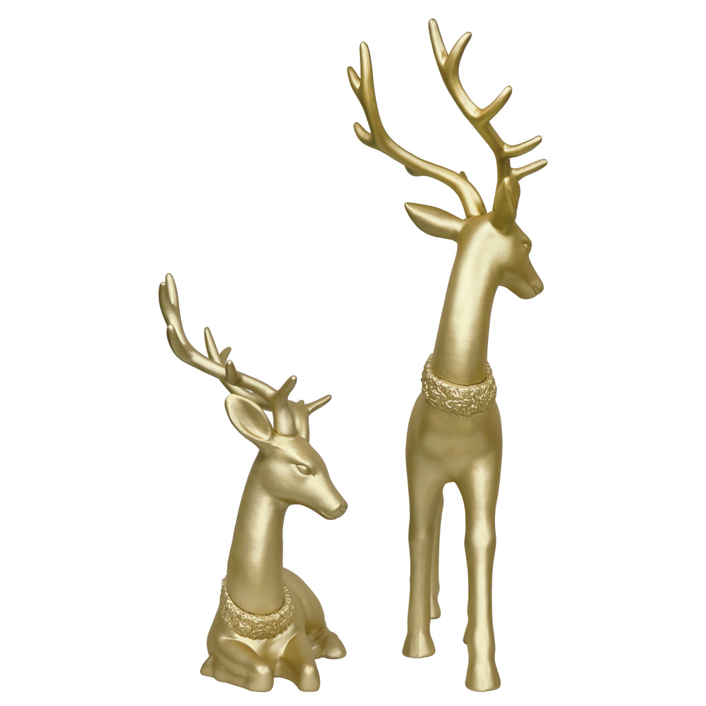 Blow Mold Deer Indoor/Outdoor Christmas Decoration, Gold, Set of 2, by Holiday Time