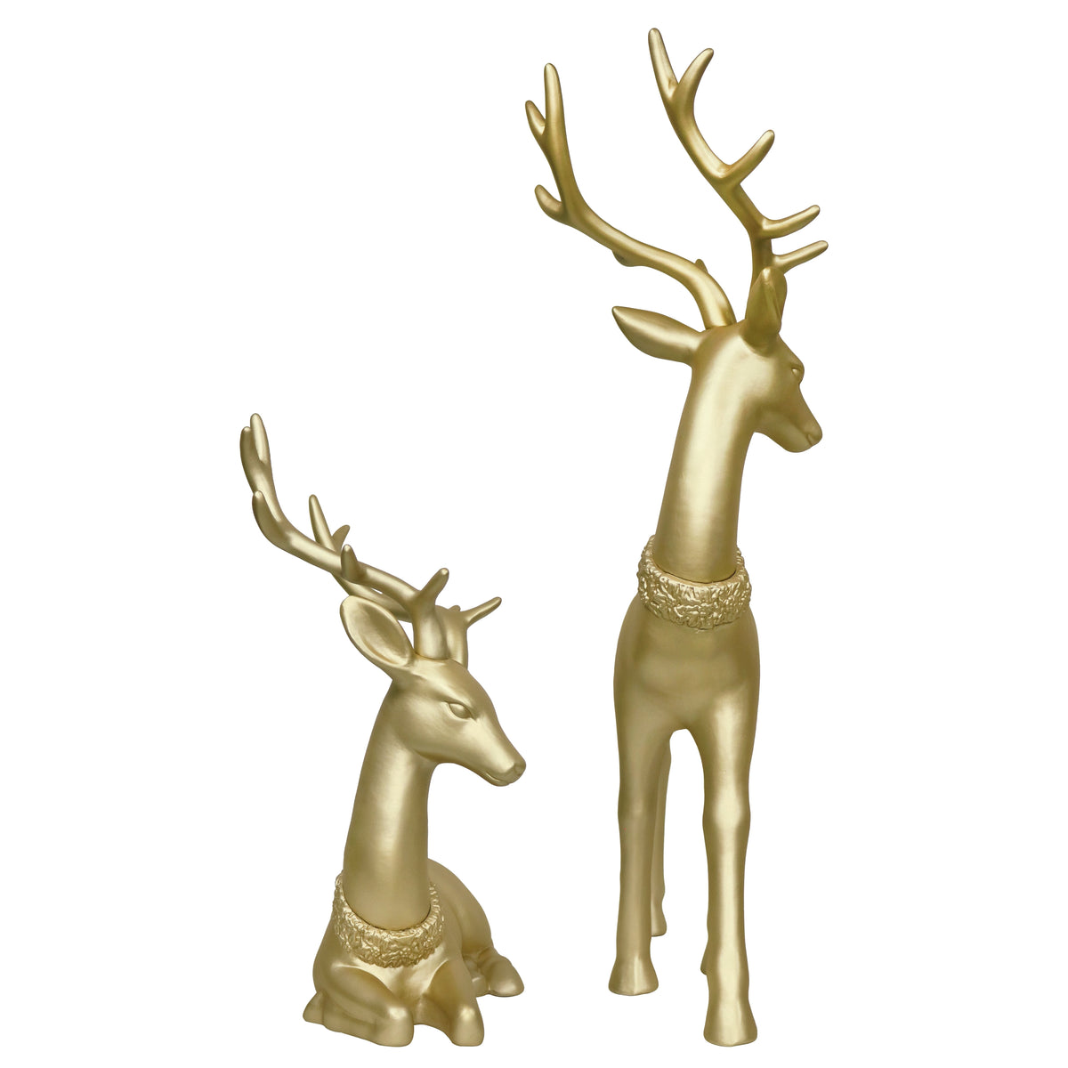 Blow Mold Deer Indoor/Outdoor Christmas Decoration, Gold, Set of 2, by Holiday Time