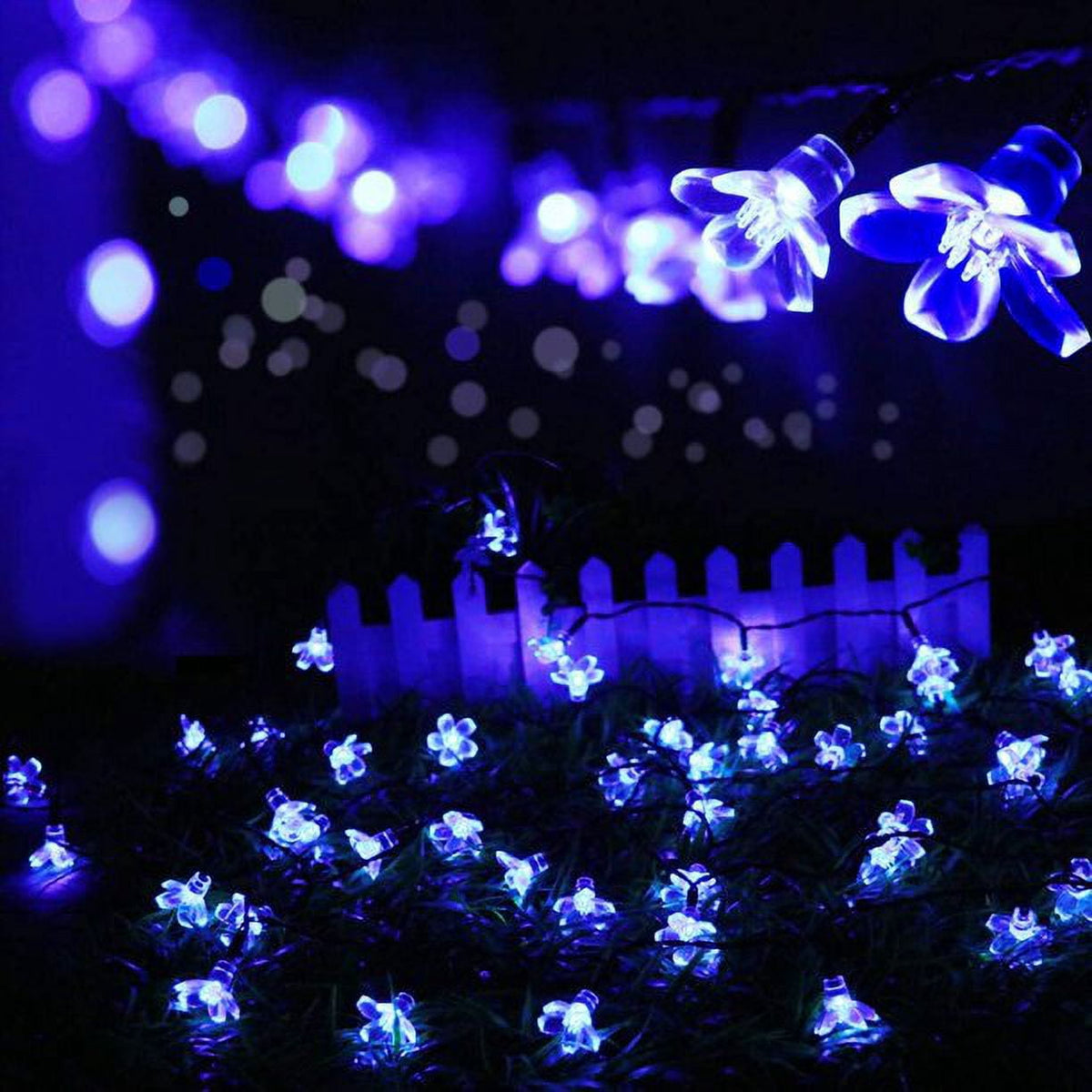 Solar Flower String Lights, Cherry Blossoms Solar Fairy Light,23ft 50 LED Outdoor Waterproof String Lights for Christmas Tree, Home, Garden, Wedding, Patio, Party Decorations(pink)