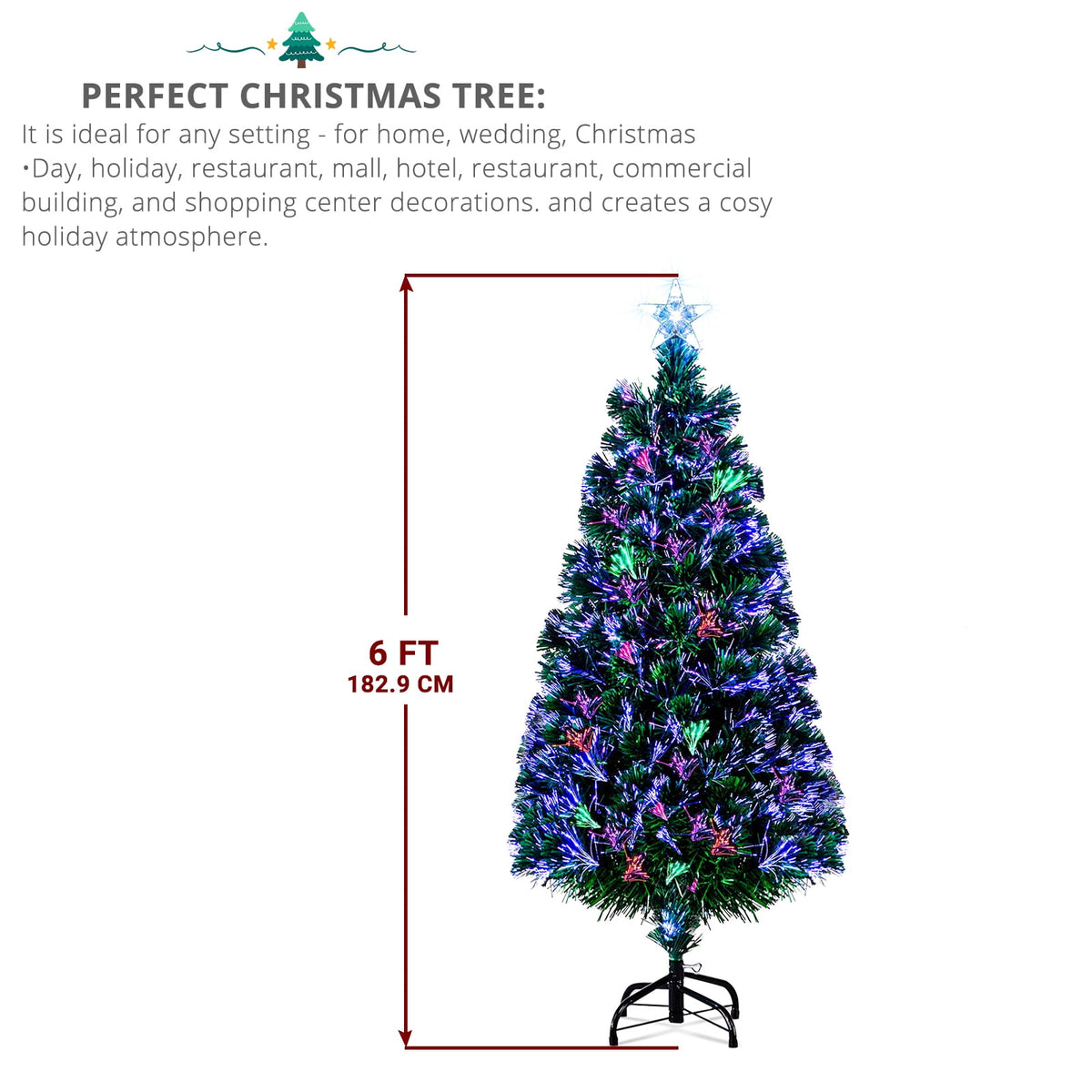 Ktaxon Black Christmas Tree 6ft Artificial Xmas Tree with 250 LEDs,Indoor Holidays Decoration,8 Modes