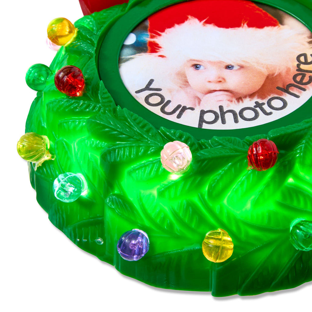 Mr. Christmas Recordable Picture Frame Wreath Ornament, Green