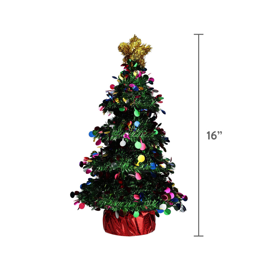 Tinsel Tree Christmas Decoration, Multicolor, 16", by Holiday Time