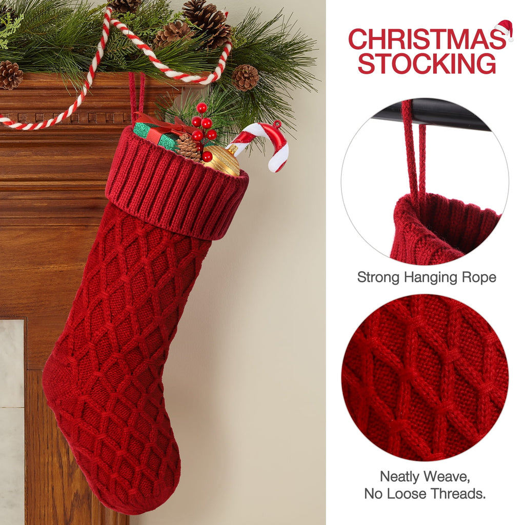 Ayieyill 6pcs Christmas Stockings Large Knitted Xmas Stockings 18 Inches Fireplace Hanging Stockings for Family Holiday Christmas Decoration