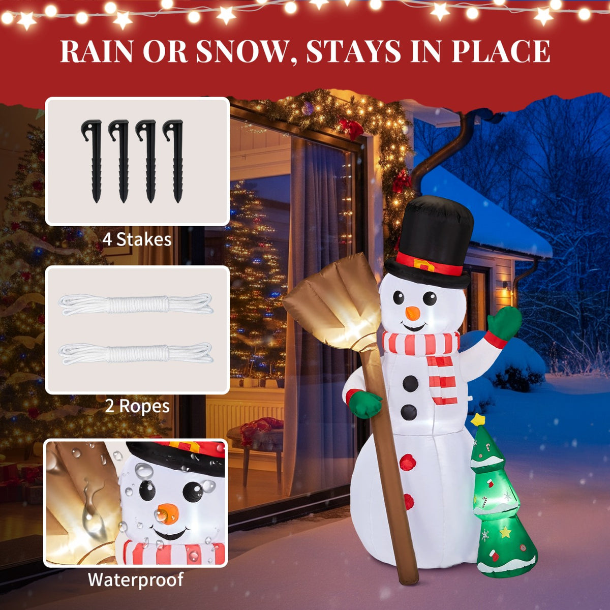 Tcbosik 12 FT Giant Christmas Inflatables Snowman Outdoor Yard Decorations, Blow up Snow Man with Black Hat, Built-in LED Light, Winter Outside Decor for Holiday Party Patio Garden Lawn