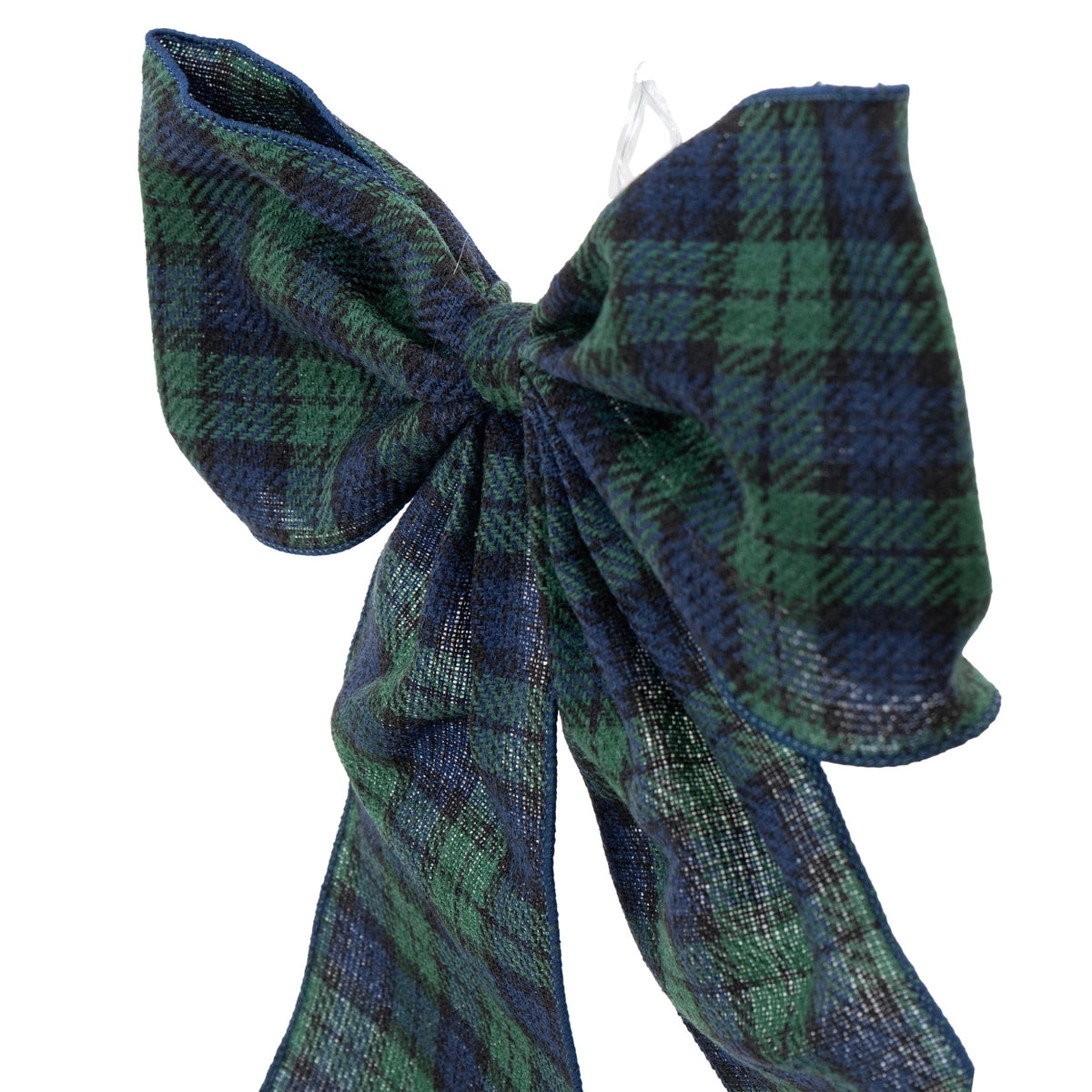 My Texas House Blue and Green Plaid Decorative Christmas Bow, 15"