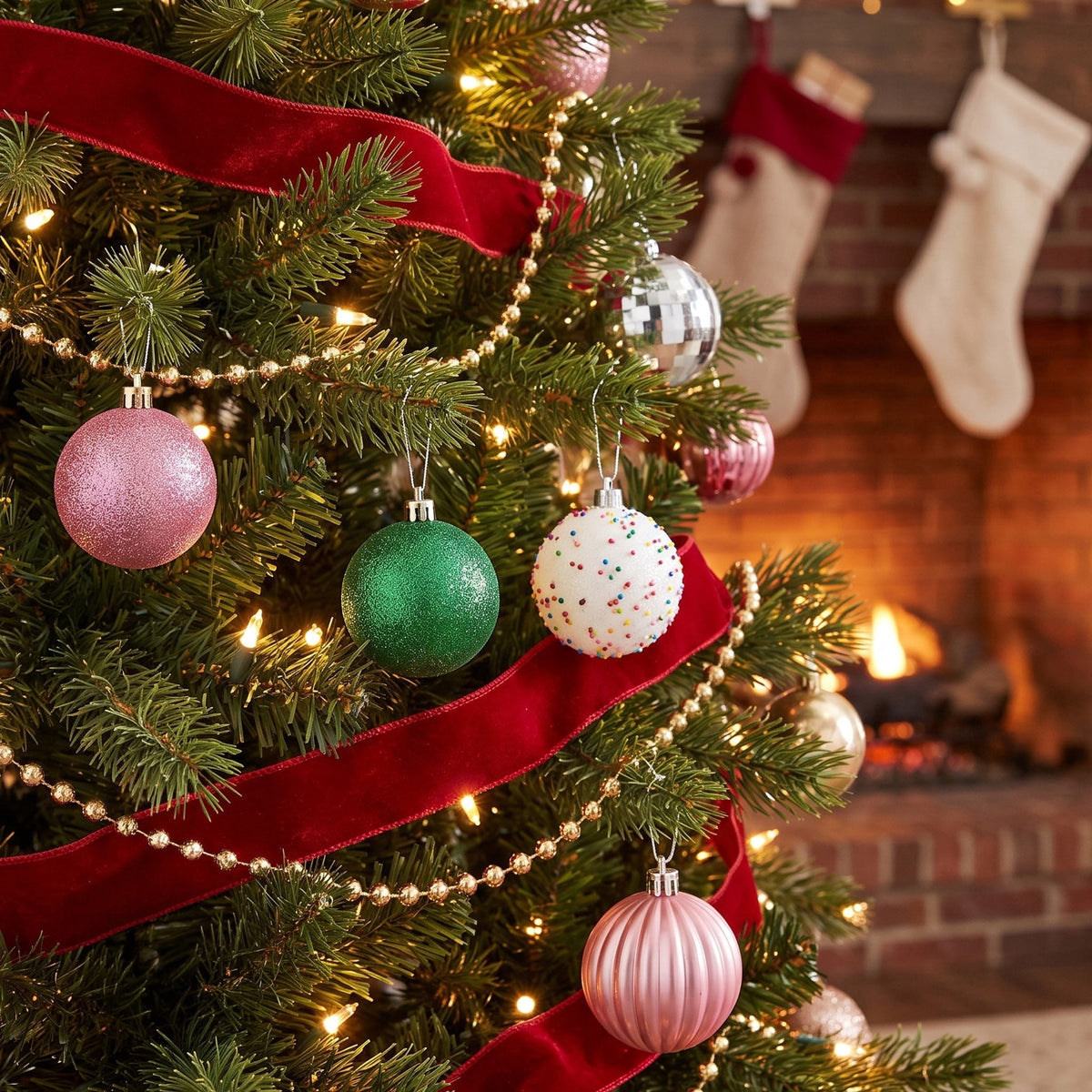 20-Count Red/Green/White Mini Ball Shatterproof Christmas Ornaments, by Holiday Time