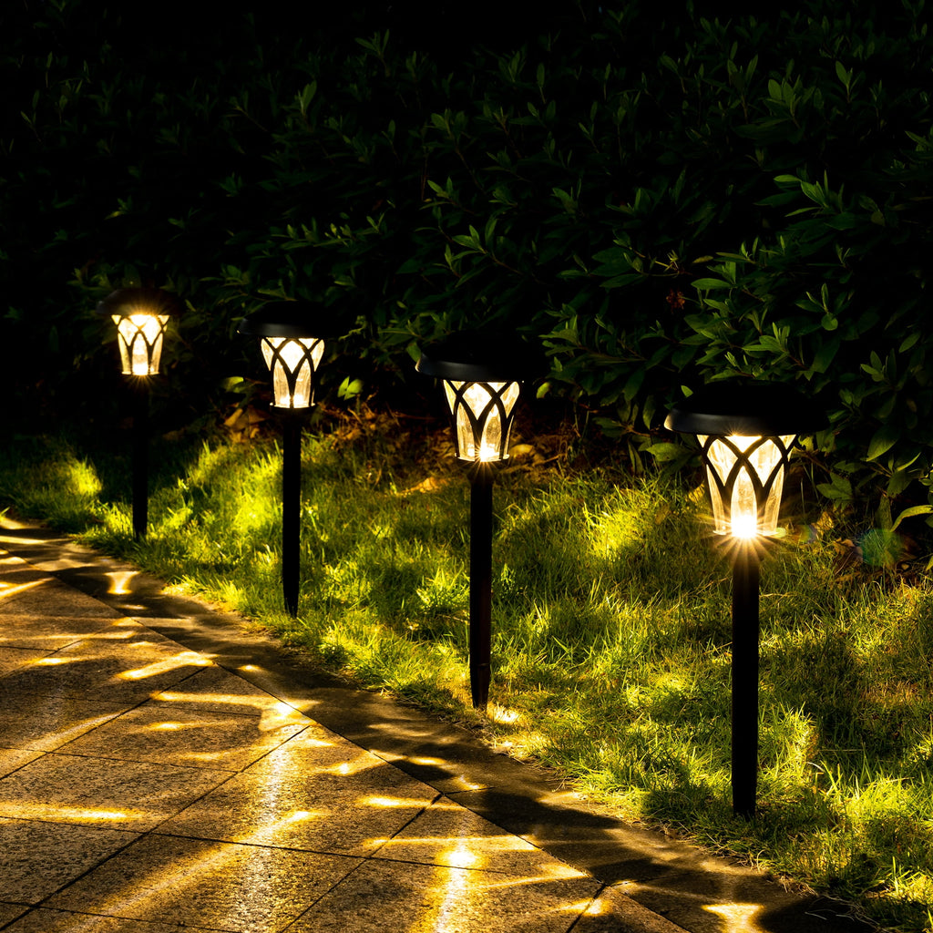 GIGALUMI Solar Pathway Lights, 6-Pack Metal Automatic Yard Lights for Garden, Patio, Walkway