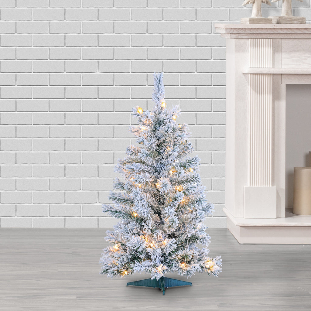 3 ft. Pre Lit Clear UL Flocked Colorado Spruce Tree