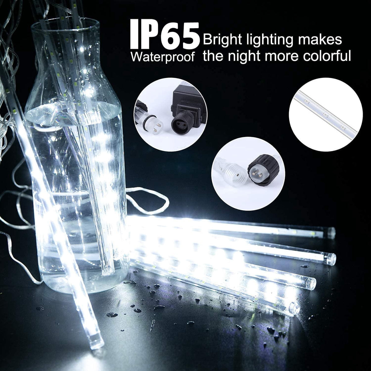 Christmas Lights, Meteor Shower Icicle String Lights, 18 Inches 8 Tubes 288 LED Christmas Lights Outdoor Dropping Lights, Hanging Falling Rain Lights Holiday Christmas Tree Lights, Blue