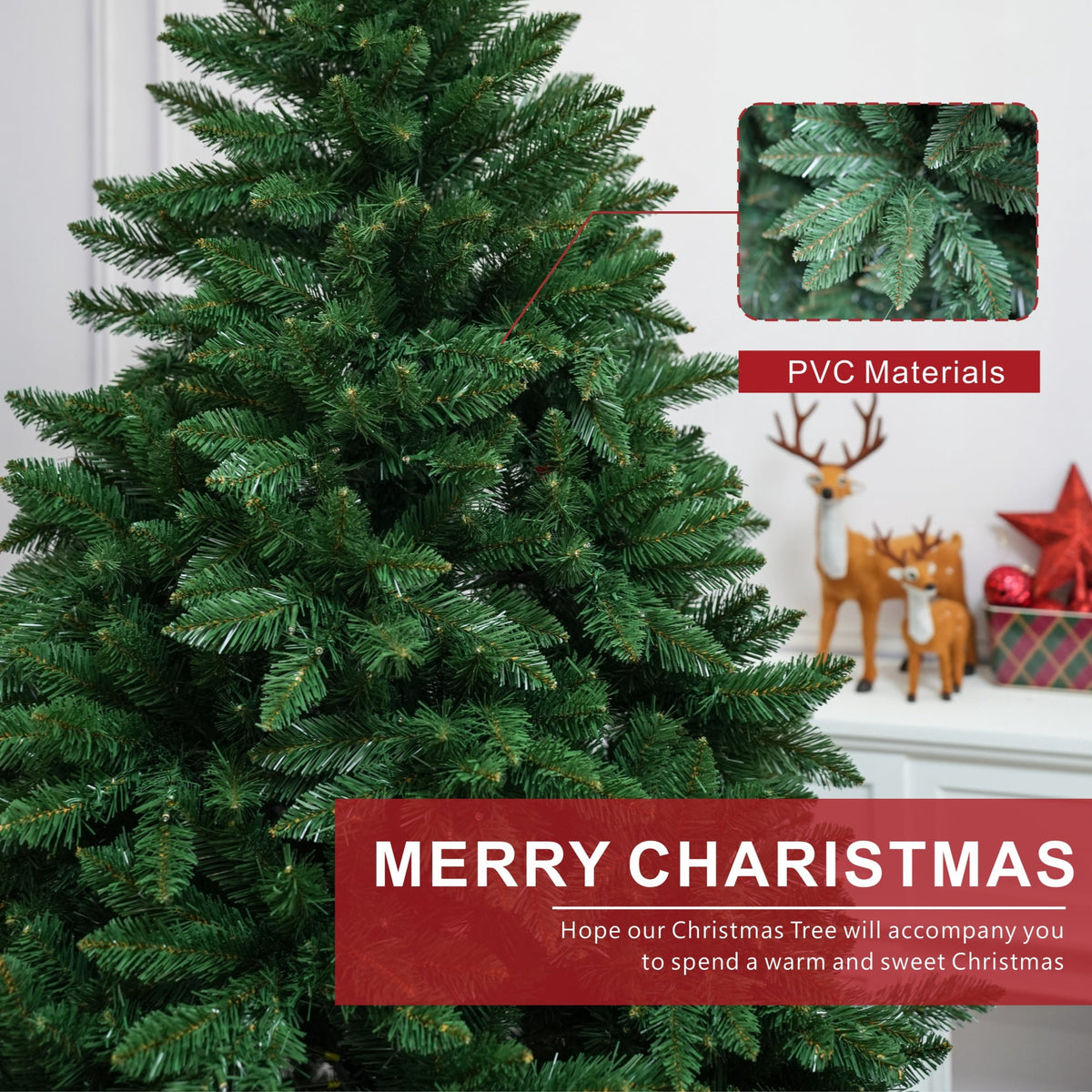 6' Premium Pine Artificial Christmas Tree with Hinged Branches & 60 Pine Cones