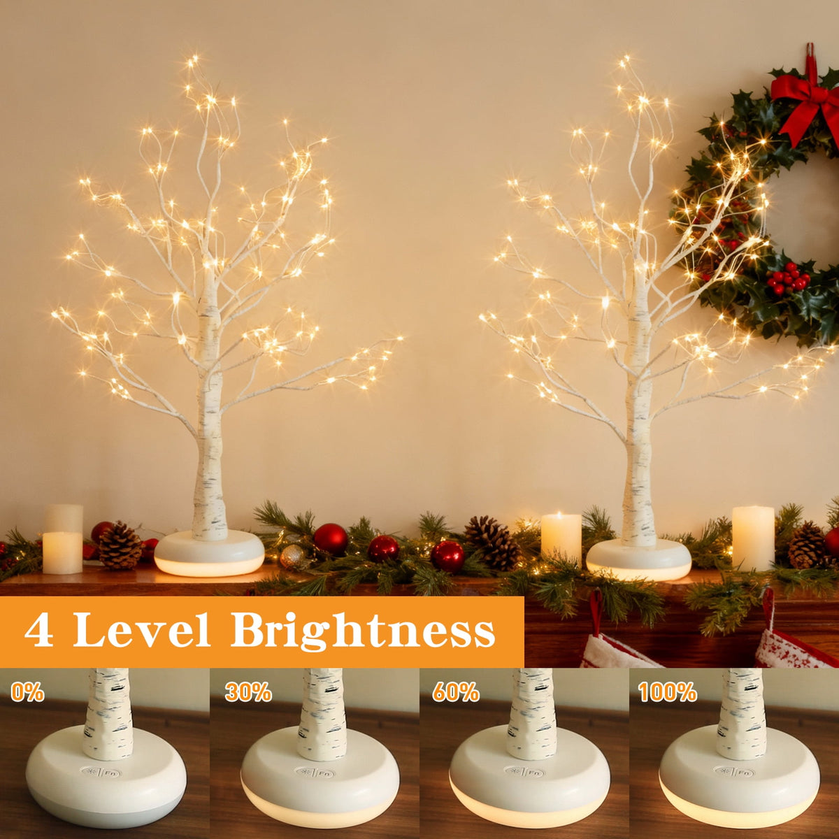 EAMBRITE Birch Tree with Lights, Lighted Twinkle Christmas Tree Fairy Light Spirit
