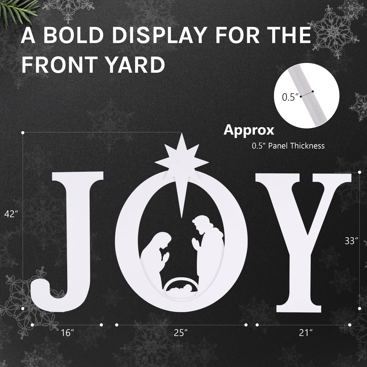 CONCETTA Outdoor JOY Christmas Nativity Decoration for Yard, Red White