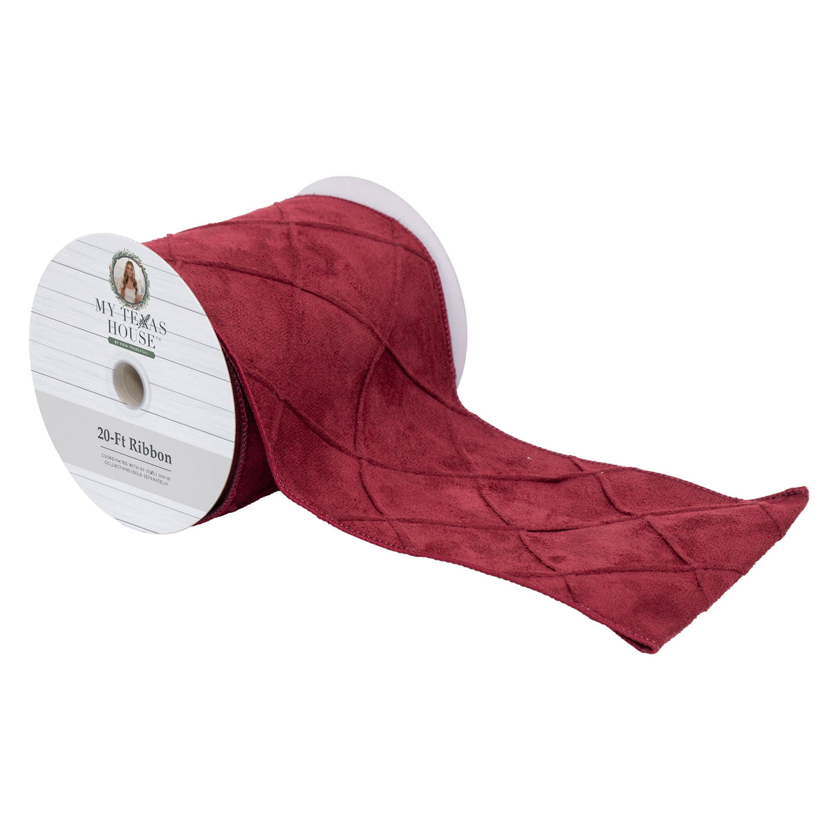My Texas House Red Velvet Christmas Ribbon, 5" x 20'