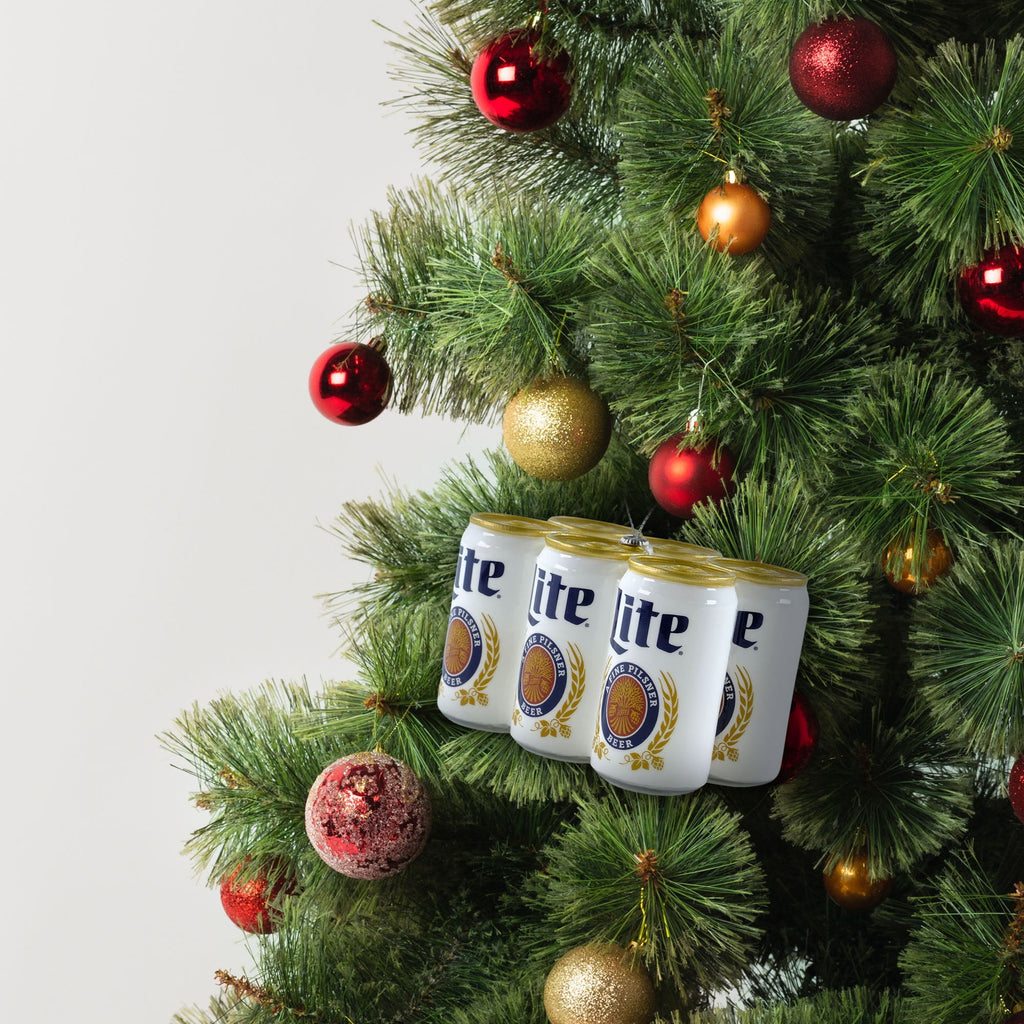 Miller Lite 6‑Pack Can Christmas Ornament – Hanging Metal Decoration