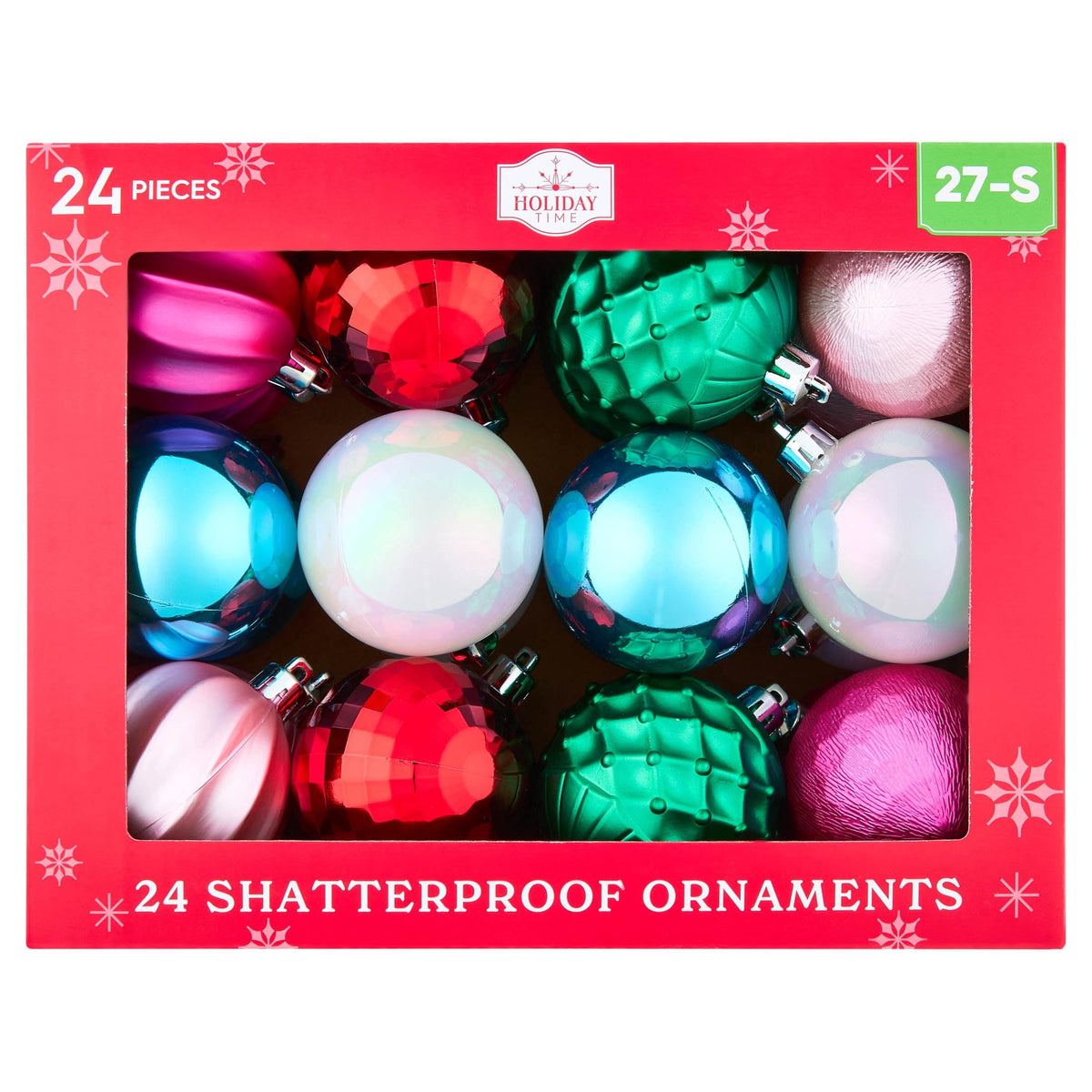 24-Count Red/Green/Gold Ball Shatterproof Christmas Ornaments, 2.8", by Holiday Time