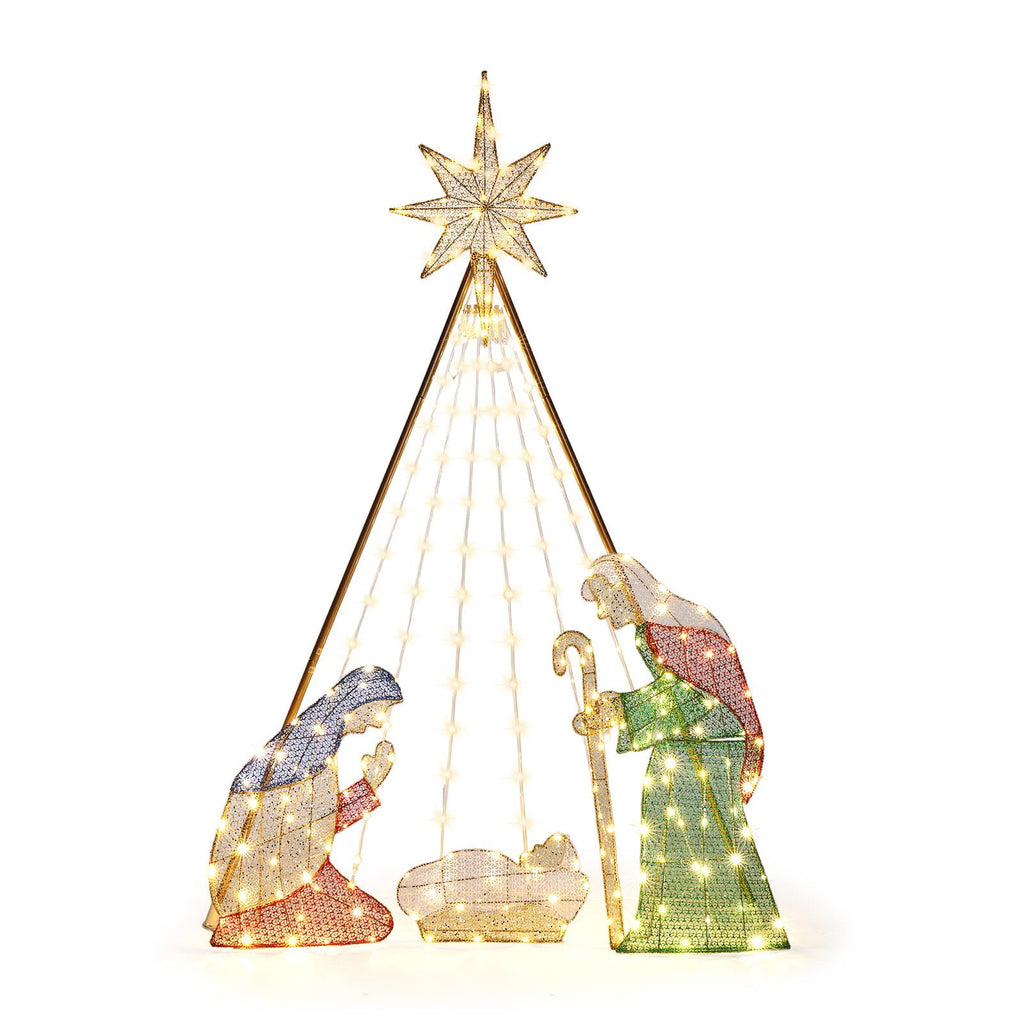 Ktaxon 6ft Christmas Lighted Nativity Scene Holy Family Christmas Outdoor Decor,with 190LED Lights