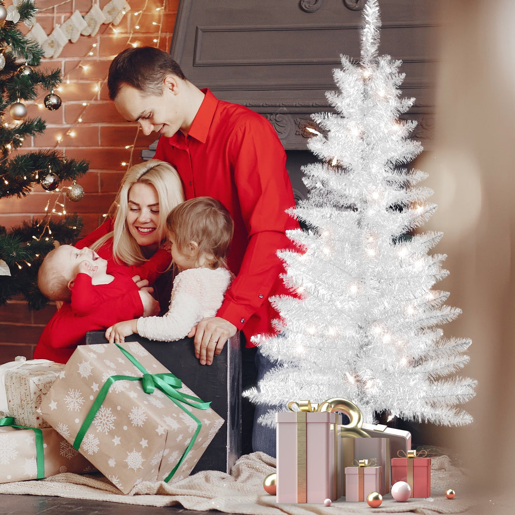Mayhihi 4FT White Small Christmas Tree with Lights, Artificial Xmas Trees for Home Office