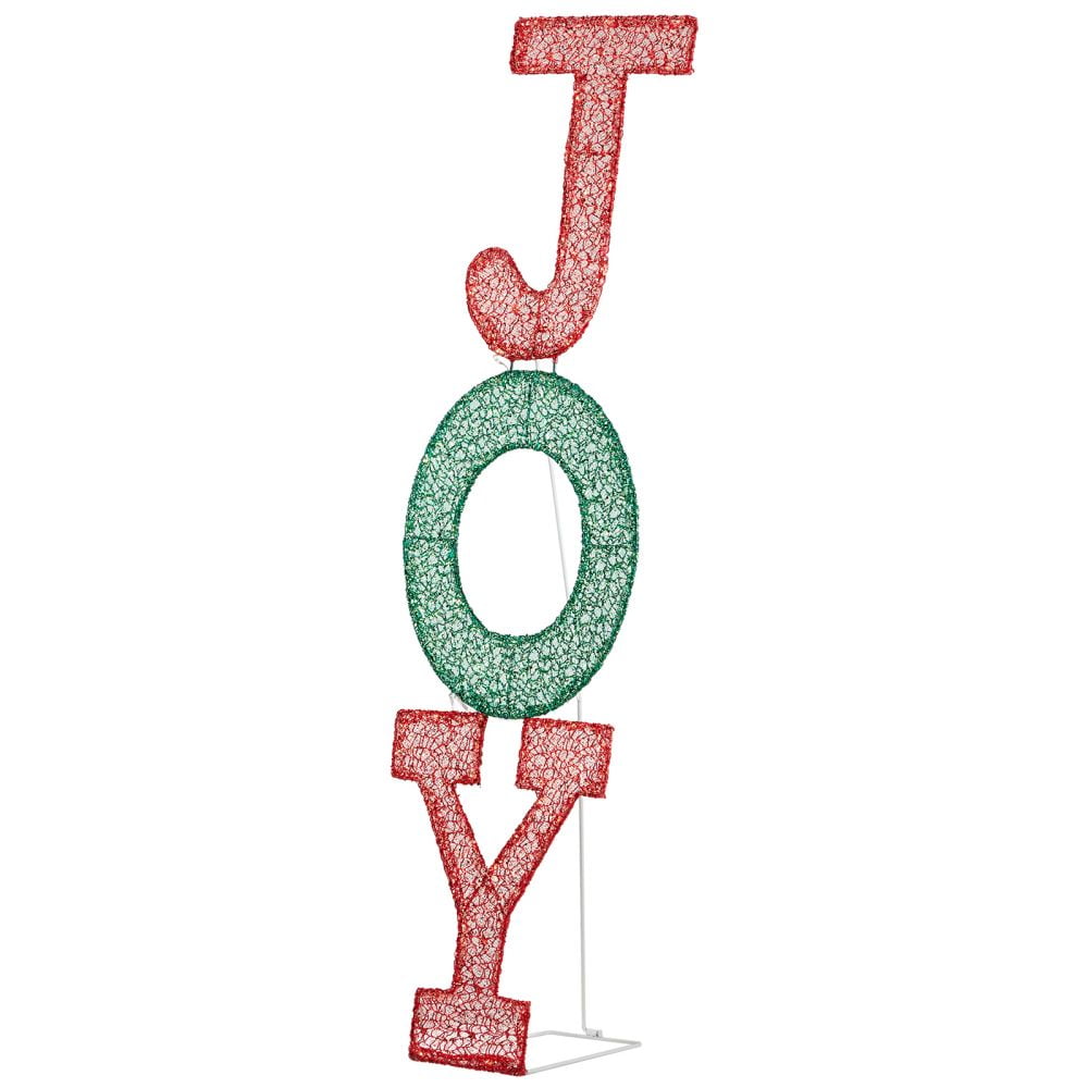 JOY Letter Sign Decoration - Lighted Home Scene Yard Sign Decor with Warm White Light - Indoor Outdoor Christmas Display for Lawn Garden - 47.2in Tall