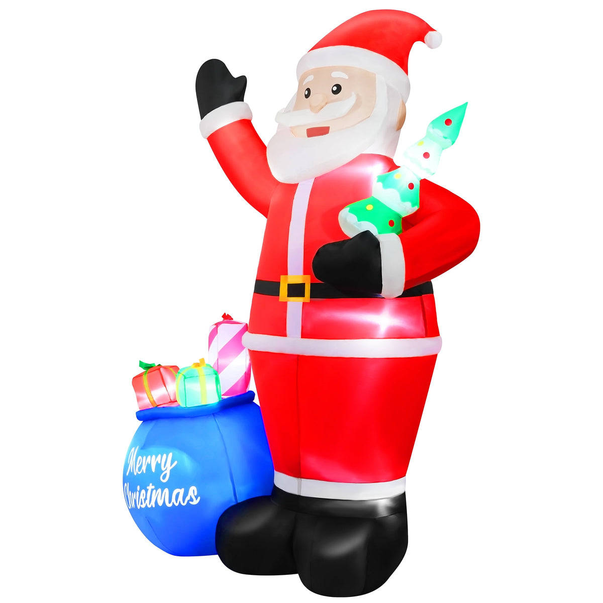 Yexmas 8FT Christmas Inflatable Santa Claus Outdoor Decorations,Blow Up Santa Claus with Gifts Bag, Built-in Brilliant LED Lights Xmas Inflatables Yard Decor