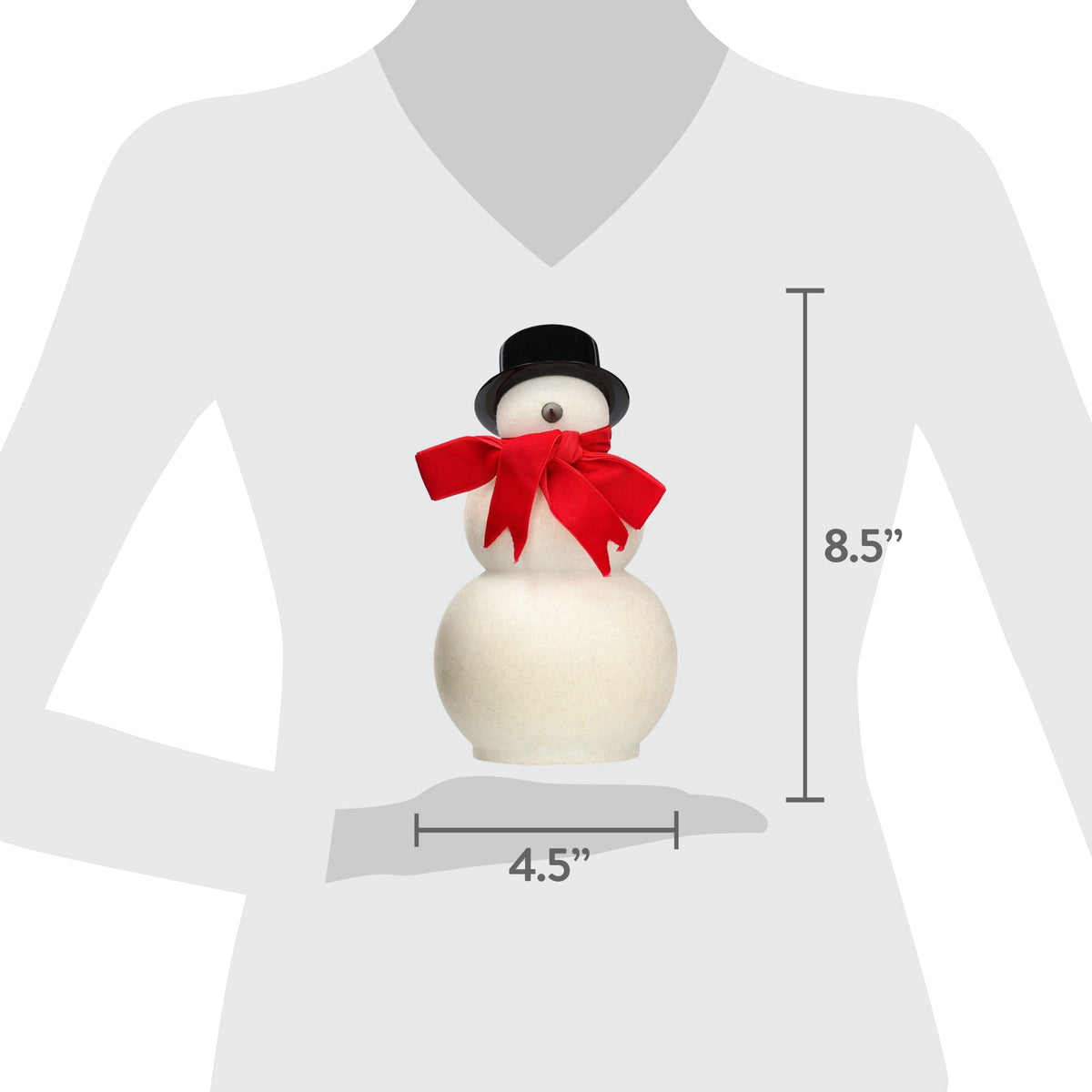 Red/White/Black Velvet-Feel Snowman Christmas Decoration, 8.5", by Holiday Time