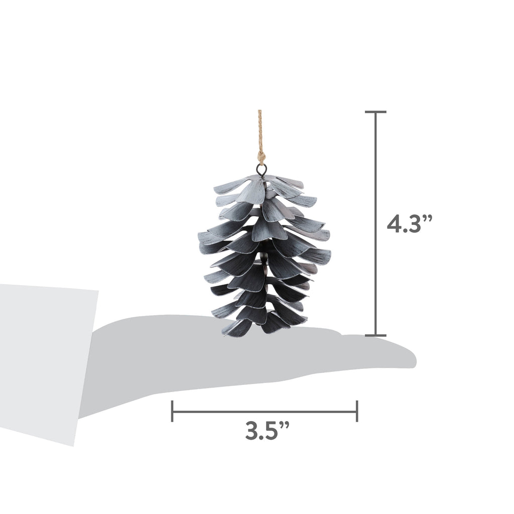 Silver Metal Pinecone Christmas Ornament, 4.3", by Holiday Time