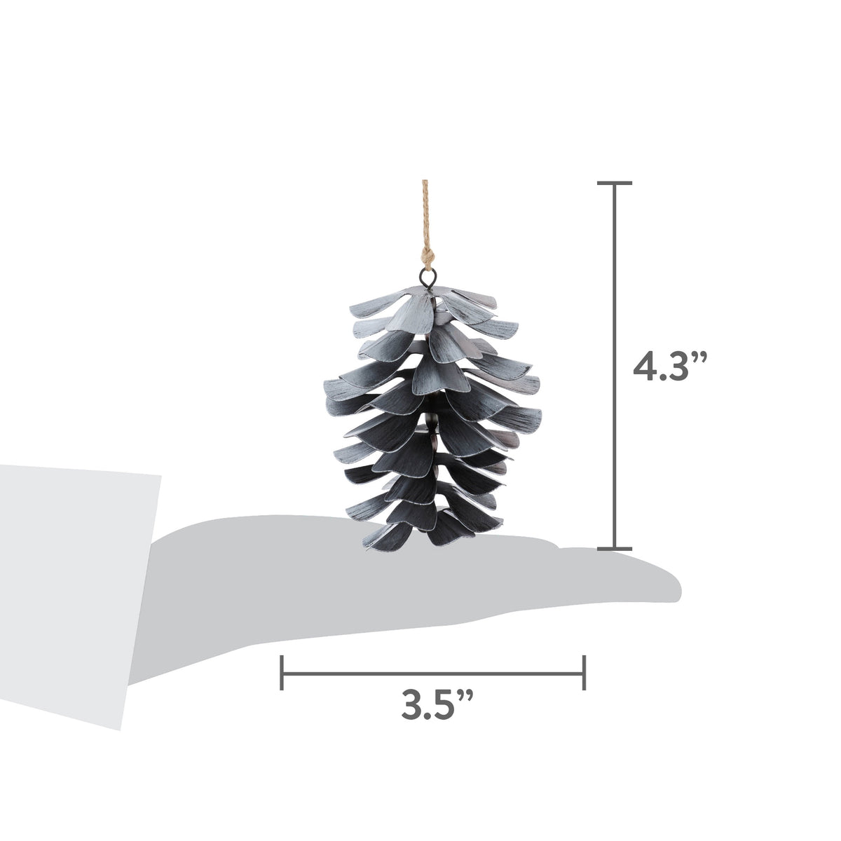Silver Metal Pinecone Christmas Ornament, 4.3", by Holiday Time