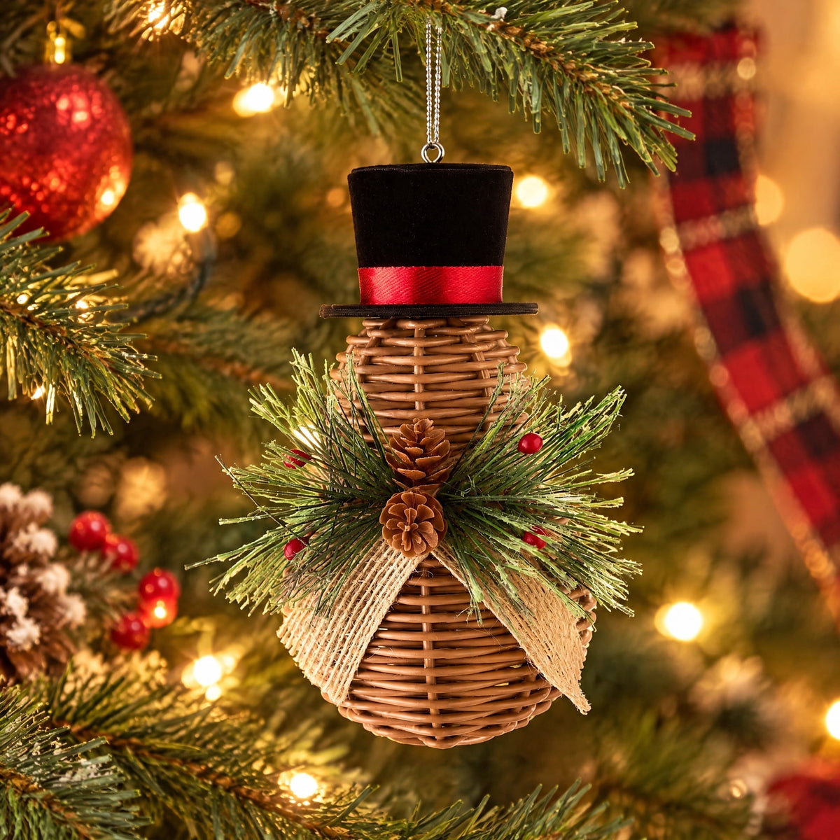 Brown Woven Snowman Christmas Ornament, 6", by Holiday Time