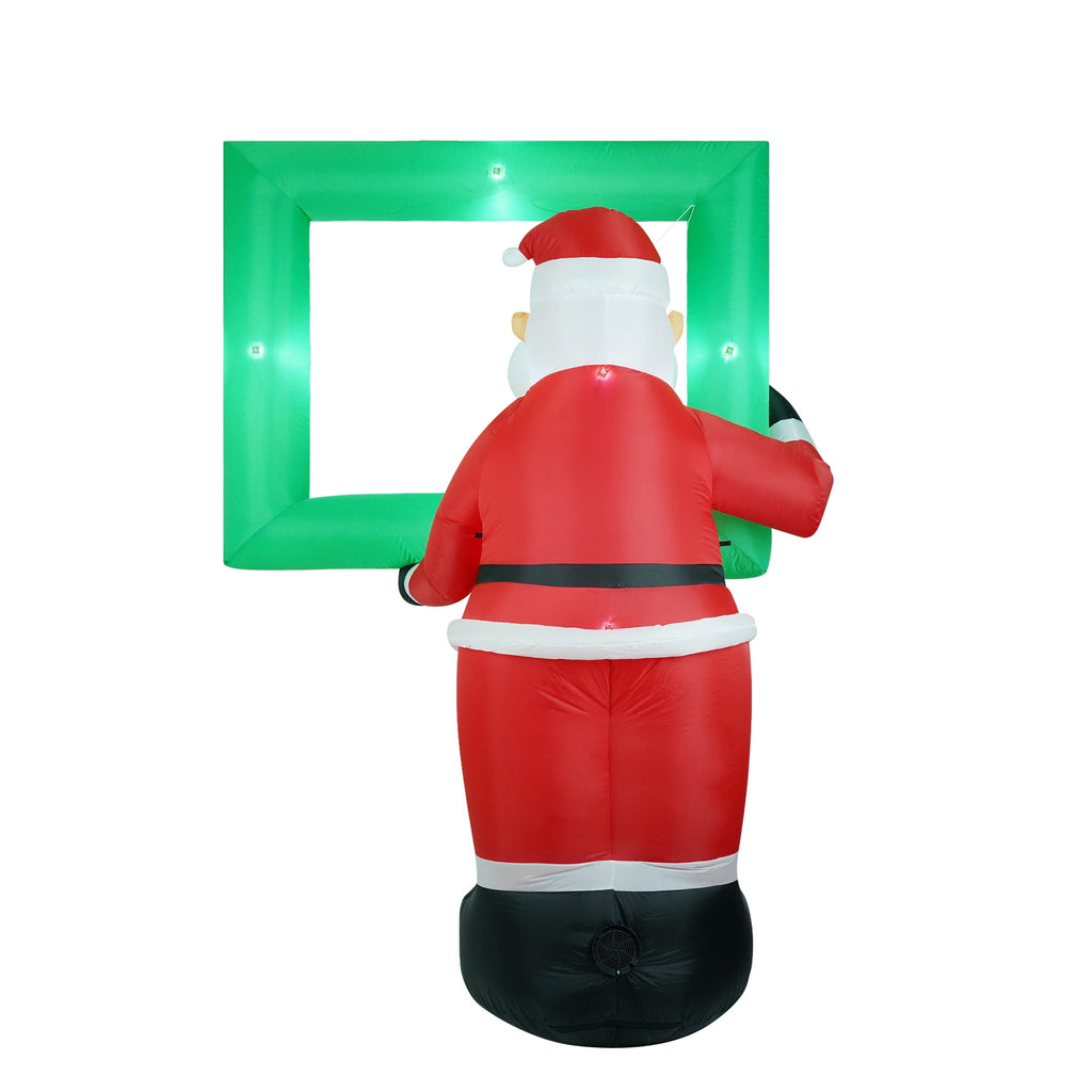 Yexmas 7FT Christmas Inflatable Santa Claus with Photo Frame, Blow Up Santa Claus Xmas Decorations for Outdoor Indoor, Built-in LED Light for Yard Gardern Lawn