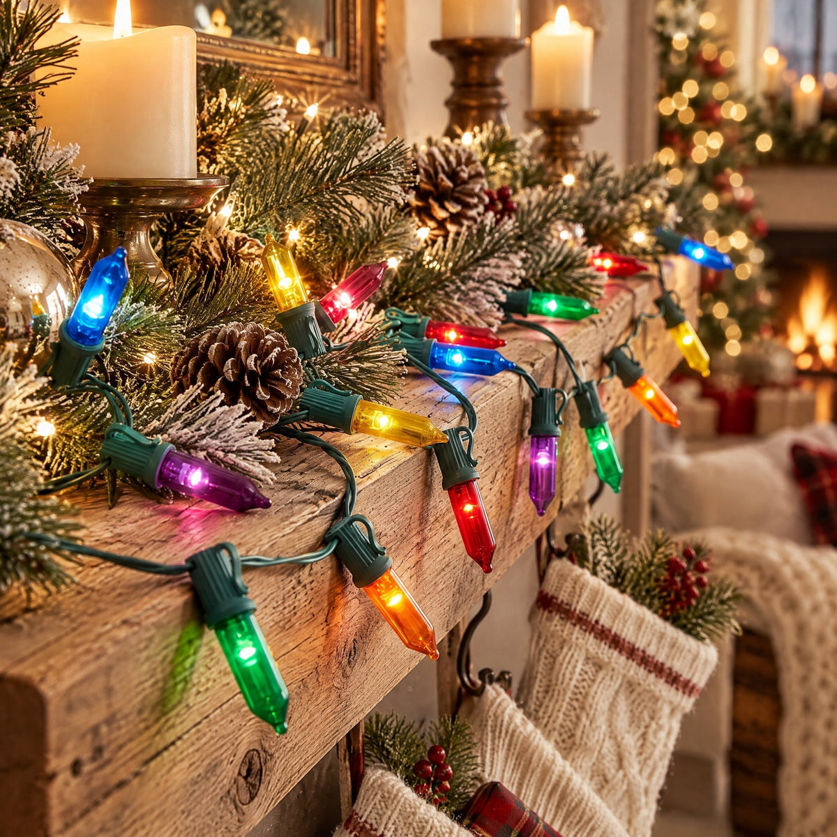 Indoor/Outdoor 100-Count LED Glass Mini Christmas String Lights, Warm White, Green Wire, 19.5', by Holiday Time