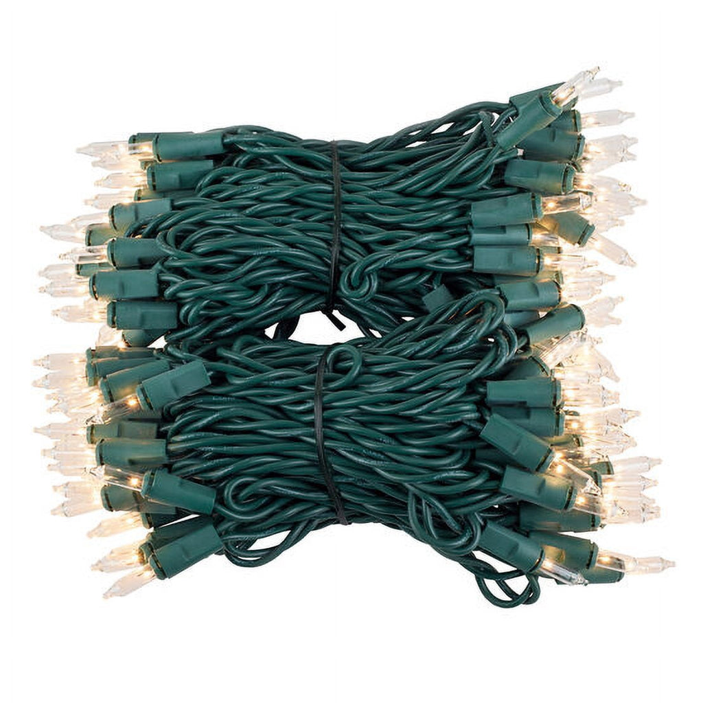 Kringle Traditions 100-Ct Clear White Christmas Lights, Party Wedding Bedroom Lights - 21' Green Wire