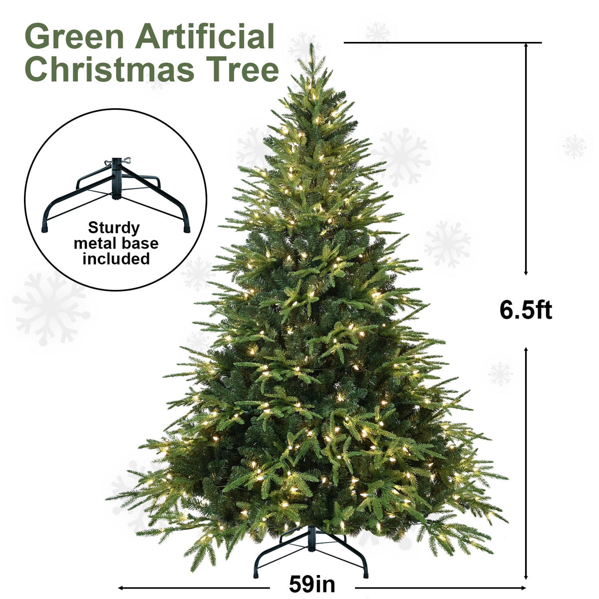 Soilhill 7.5ft Pre-Lit Artificial Christmas Tree with 3348 PE/PVC Tips, Premium Holiday Xmas Tree with 400Warm White LED Lights, Easy Assembly, Indoor Decoration