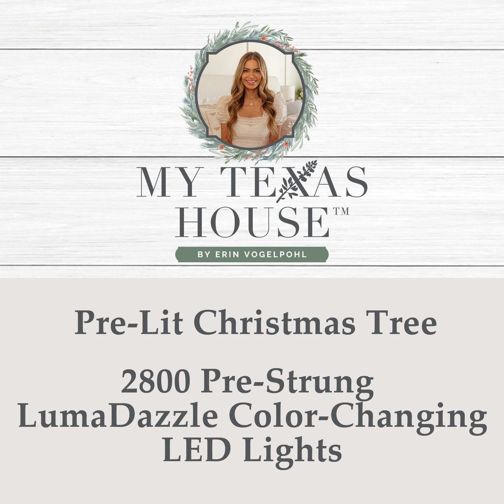 My Texas House 9' Pre-Lit Grand Spruce Green Artificial Christmas Tree with LumaDazzle Color-Changing Twinkle LED Lights, Quick Set, and Stand