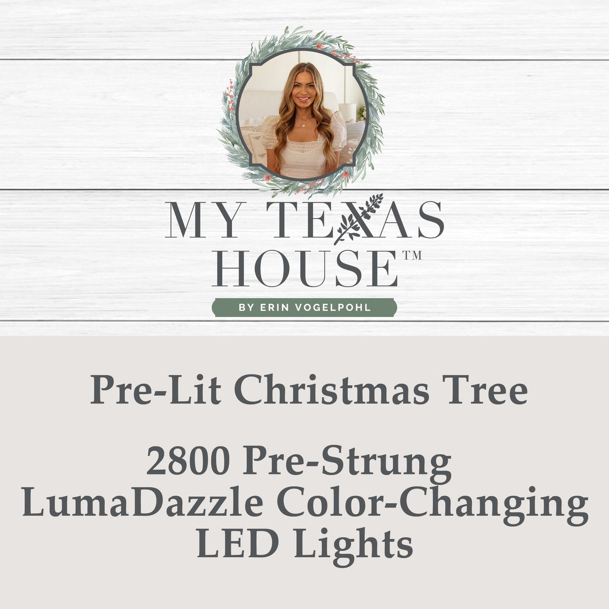 My Texas House 9' Pre-Lit Grand Spruce Green Artificial Christmas Tree with LumaDazzle Color-Changing Twinkle LED Lights, Quick Set, and Stand