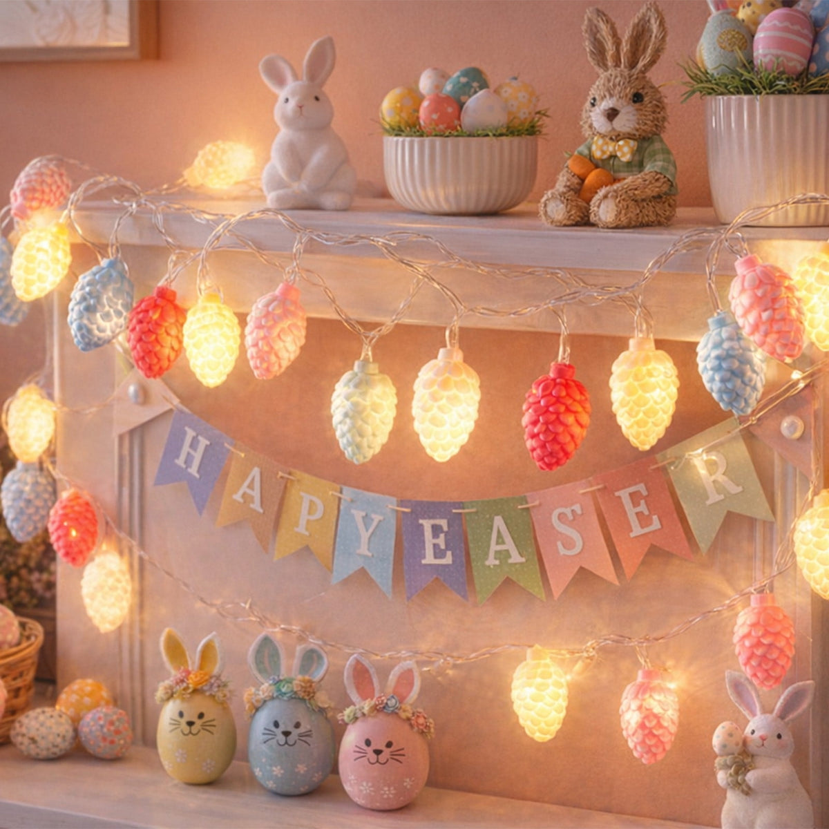 XGFHYJEH Easter Egg String Lights Easter Decor, 1.5M 10LED Easter Lights Colorful Battery Operated Fairy Lights for Indoor Home Holiday Party, Easter Light Decorative