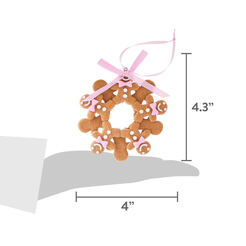 Pink/White/Brown Clay Dough Gingerbread Man Wreath Christmas Ornament, 4.3", by Holiday Time