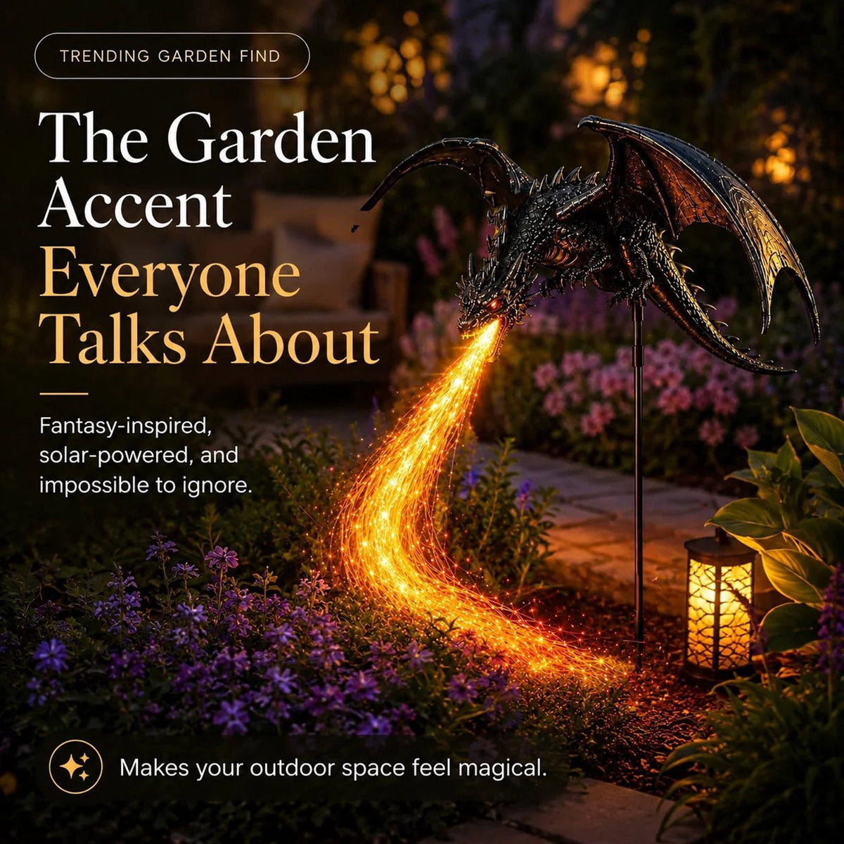 Clearance! Solar Dragon Garden Statue Light, Dragon Solar Light Outdoor Decor, Fantasy Dragon Lamp with LED Glow, Solar Powered Garden Statue for Yard Patio Lawn Pathway Halloween Garden Decor