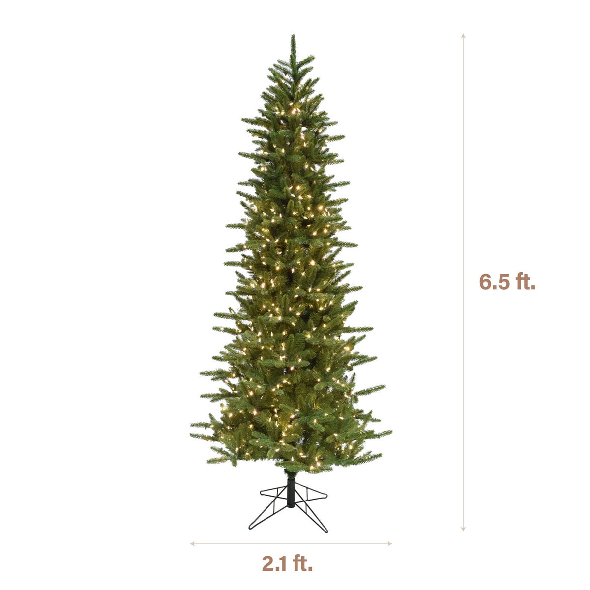 Fraser Hill Farm 6.5-Ft. Carmel Pine Slim Christmas Tree with White Incandescent Smart Lights, FFCP065-3GR