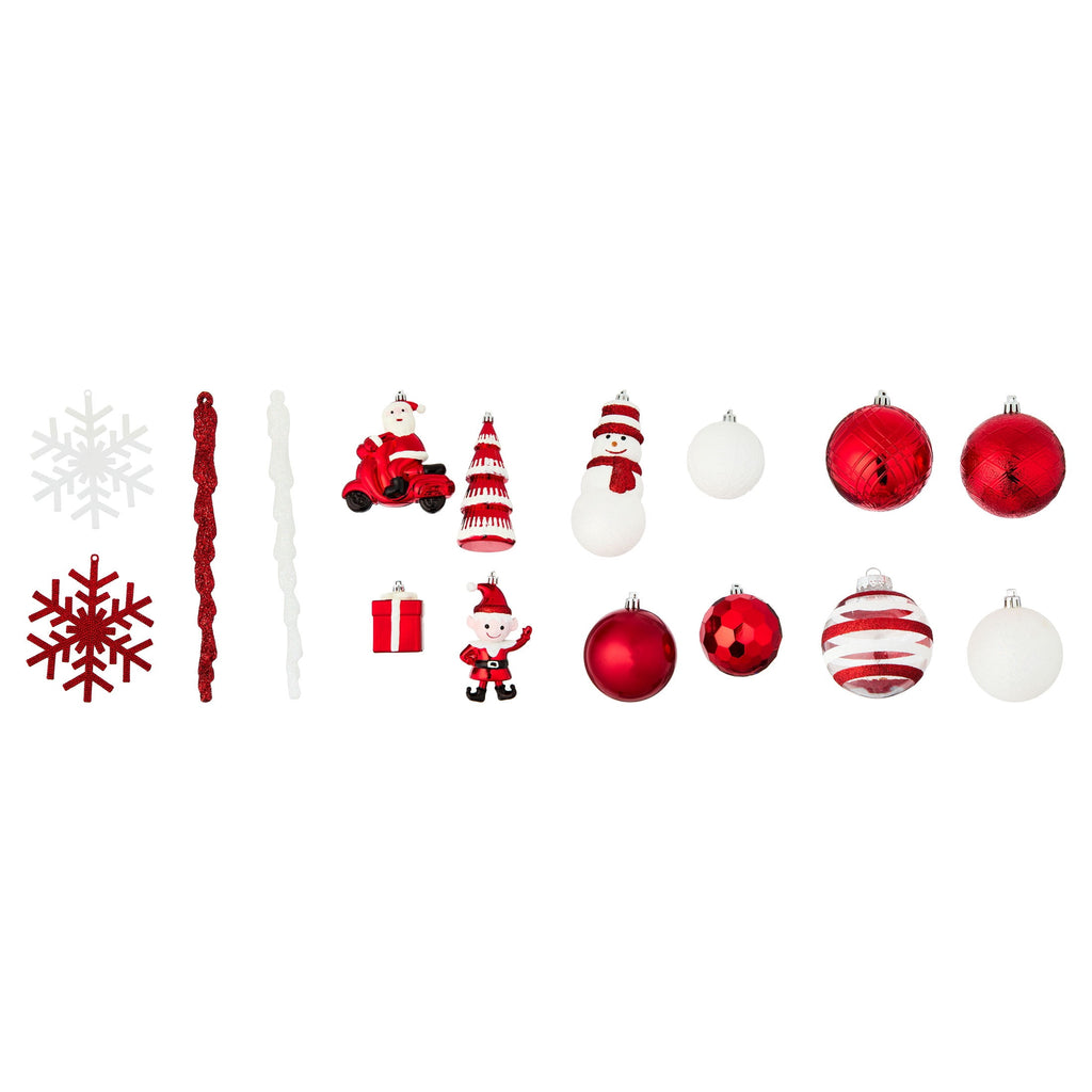 70-Count Red and White Shatterproof Christmas Ornaments, by Holiday Time