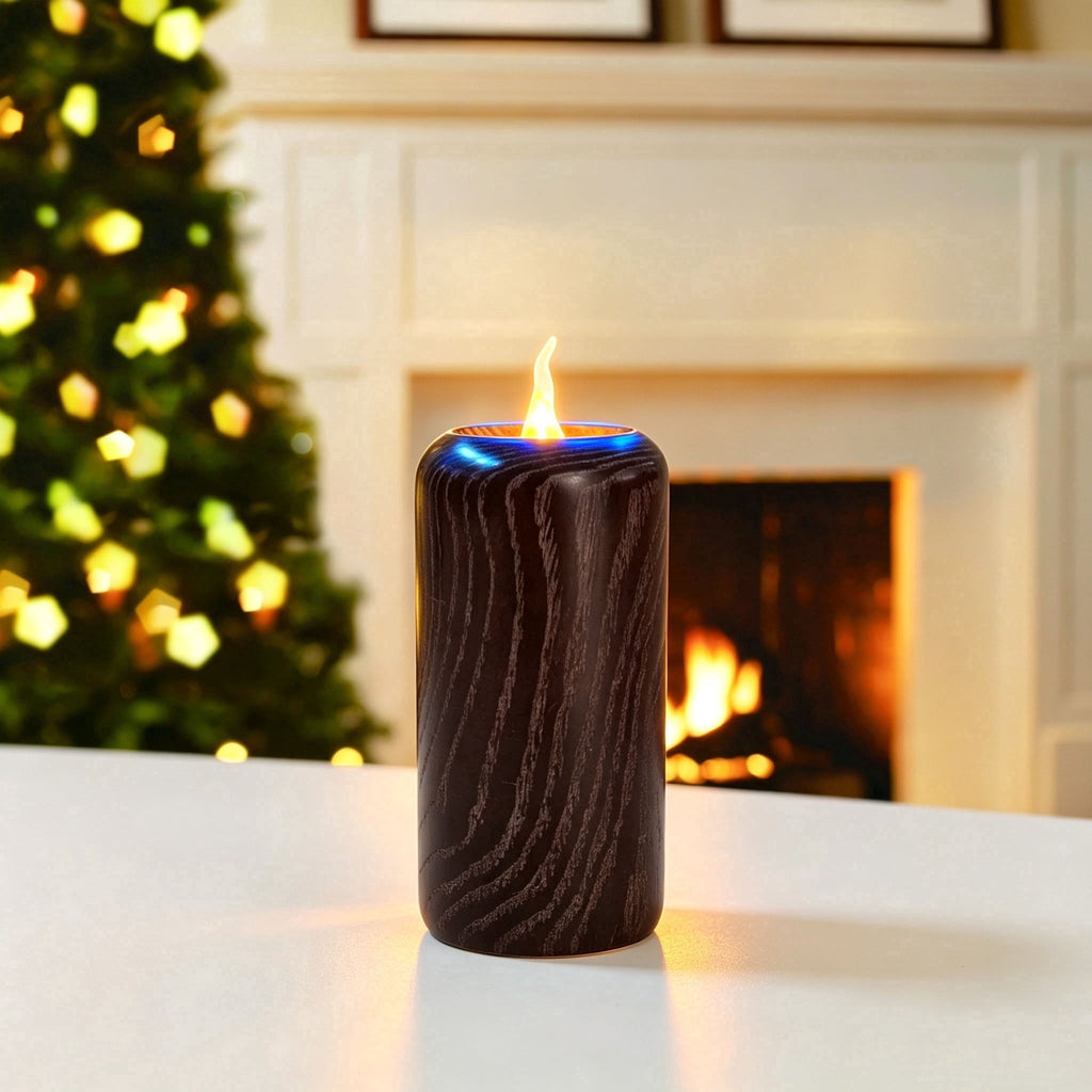 Battery-Operated LED Wooden Flameless Christmas Candle, Mauve, 7", by Holiday Time