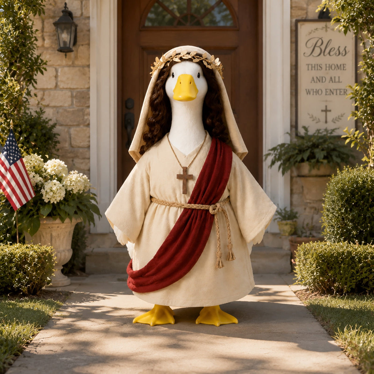 Lzobxe Porch Goose Clothes, Casual Style Lawn Yard Garden Decor for 23" High Cement or Plastic Geese, Goose Costume for All Season and Occasiona