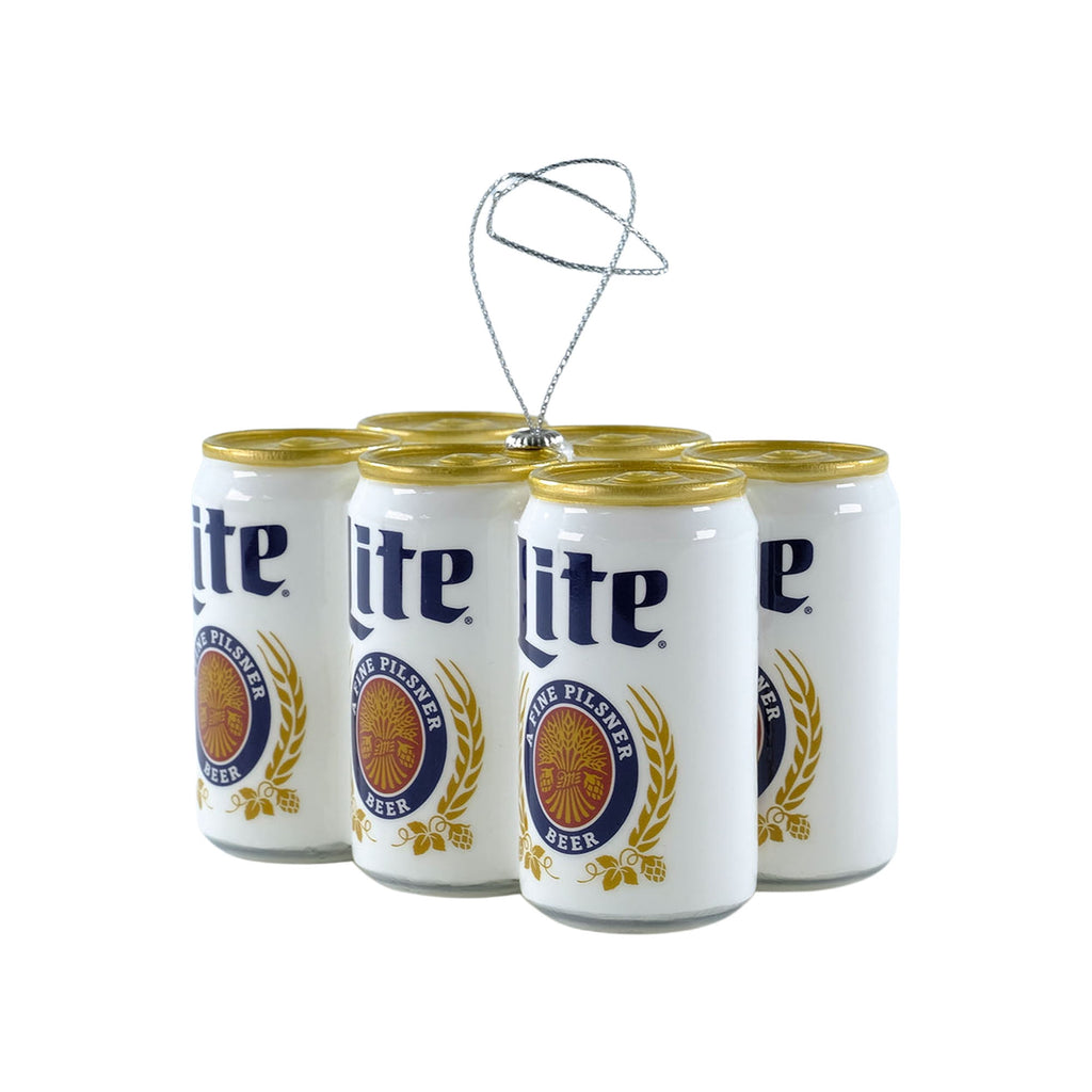 Miller Lite 6‑Pack Can Christmas Ornament – Hanging Metal Decoration