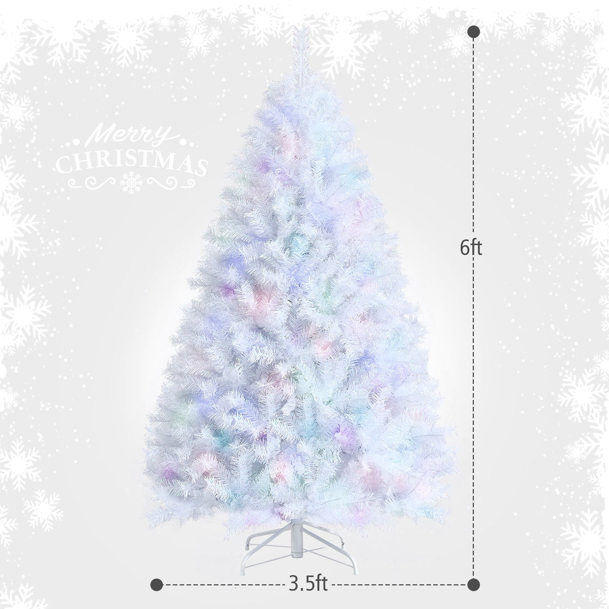 Topbuy 6FT White Realistic Xmas Tree, Lush Christmas Tree W/ 792 PVC & PET Branch Tips