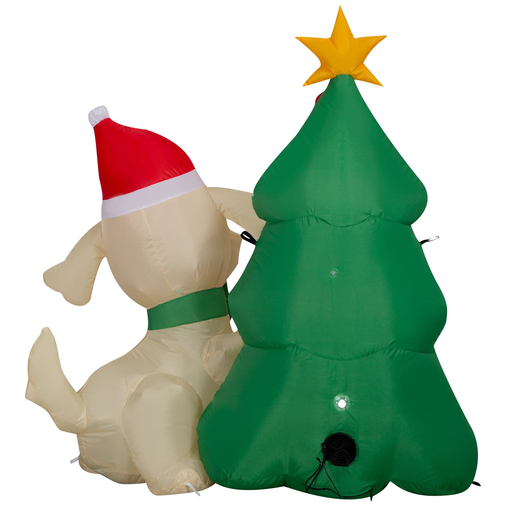 Multicolor Dog with Tree Scene Christmas Airblown Yard Inflatable, 4', by Holiday Time
