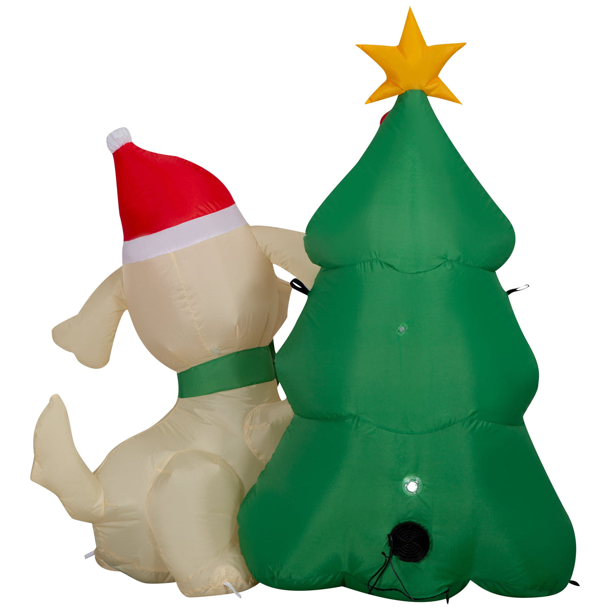 Multicolor Dog with Tree Scene Christmas Airblown Yard Inflatable, 4', by Holiday Time