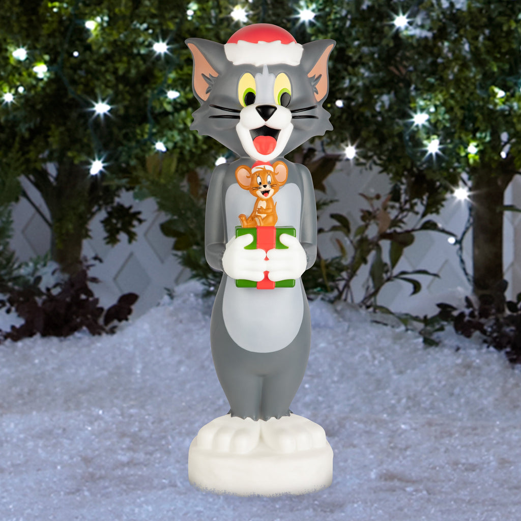 Tom and Jerry Christmas Lighted Blow Mold Outdoor Decor 32-Inch