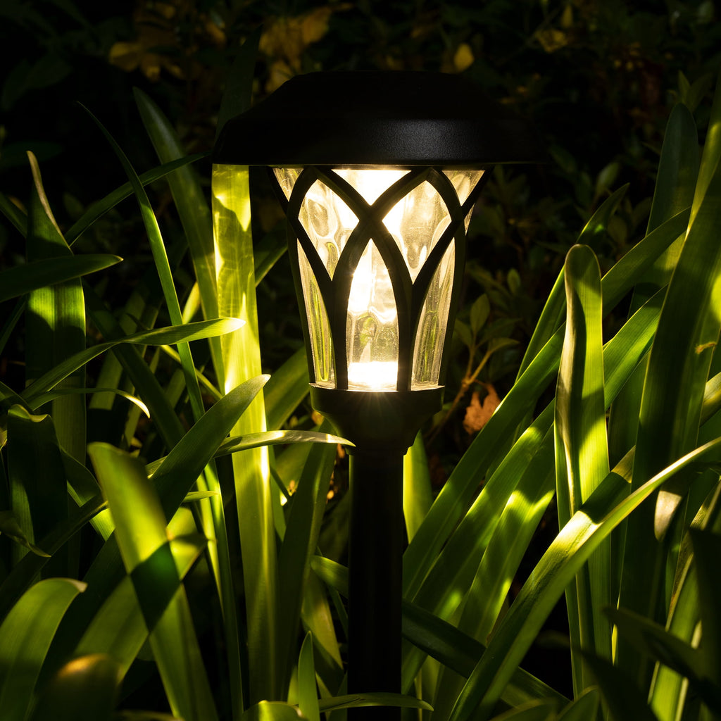 GIGALUMI Solar Pathway Lights, 6-Pack Metal Automatic Yard Lights for Garden, Patio, Walkway
