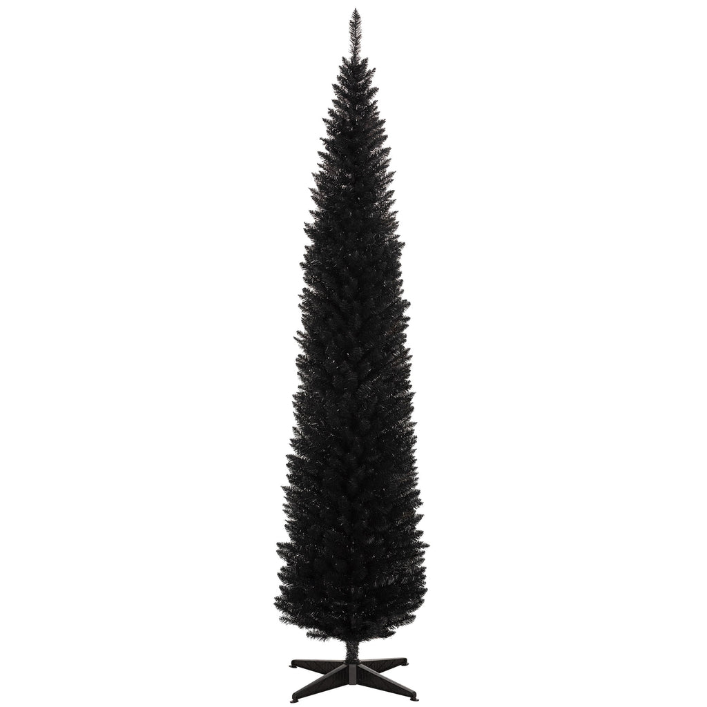 HOMCOM 8' Artificial Christmas Tree Holiday Home Décor, 618 Tips, Black